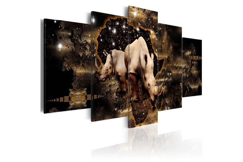 Billede Golden Rhino 100x50 - Artgeist sp. z o. o. - Boligtilbehør - Billeder & kunst - Billeder på lærred