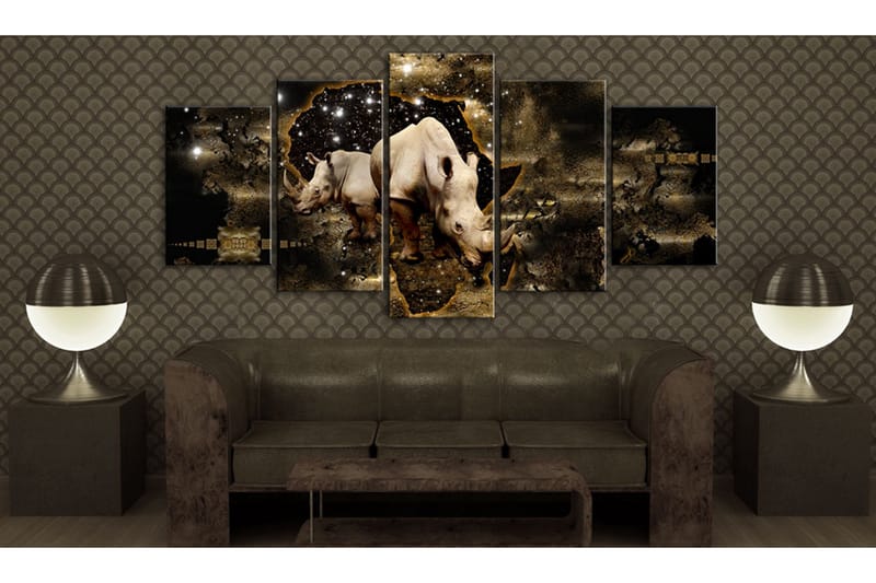 Billede Golden Rhino 100x50 - Artgeist sp. z o. o. - Boligtilbehør - Billeder & kunst - Billeder på lærred