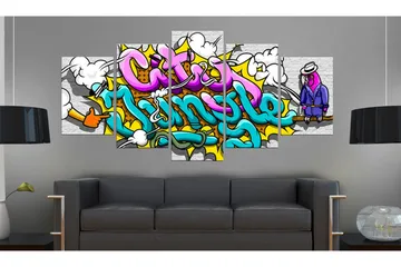 Billede Graffiti City Jungle 200x100 - Artgeist sp. z o. o. - Boligtilbehør - Billeder & kunst - Billeder på lærred