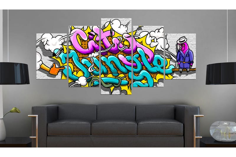 Billede Graffiti City Jungle 200x100 - Artgeist sp. z o. o. - Boligtilbehør - Billeder & kunst - Billeder på lærred