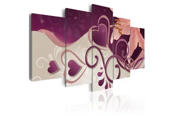 Billede Hjerter Og Lilje 100x50 - Artgeist sp. z o. o. - Boligtilbehør - Billeder & kunst - Billeder på lærred