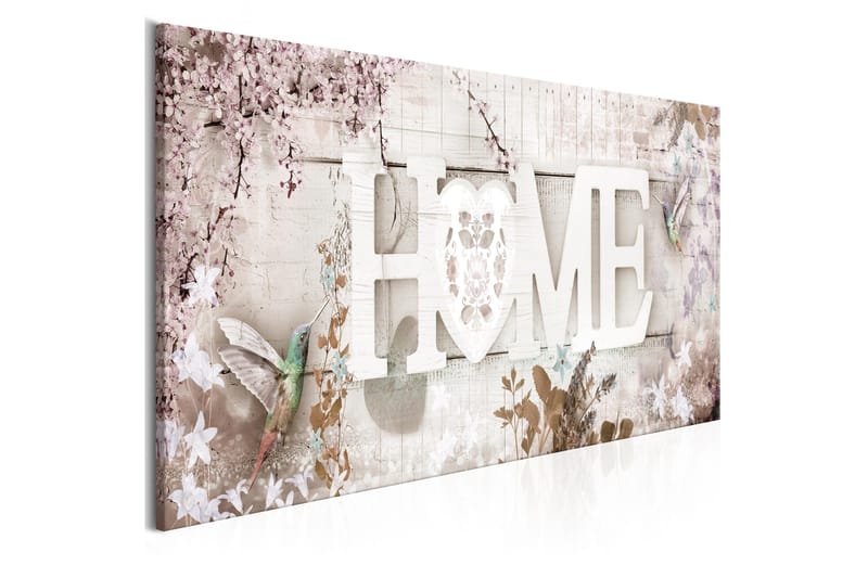 Billede Home and Hummingbirds (1 del) Beige Smal 120x40 - Artgeist sp. z o. o. - Boligtilbehør - Billeder & kunst - Billeder på lærred