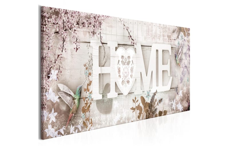 Billede Home and Hummingbirds (1 del) Beige Smal 135x45 - Artgeist sp. z o. o. - Boligtilbehør - Billeder & kunst - Billeder på lærred