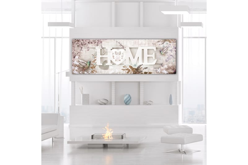 Billede Home and Hummingbirds (1 del) Beige Smal 135x45 - Artgeist sp. z o. o. - Boligtilbehør - Billeder & kunst - Billeder på lærred