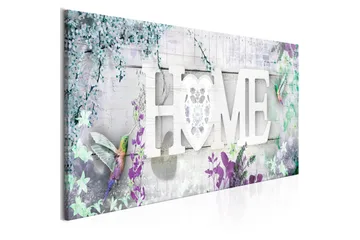 Billede Home and Hummingbirds (1 del) Grøn Smal 120x40 - Artgeist sp. z o. o. - Boligtilbehør - Billeder & kunst - Billeder på lærred
