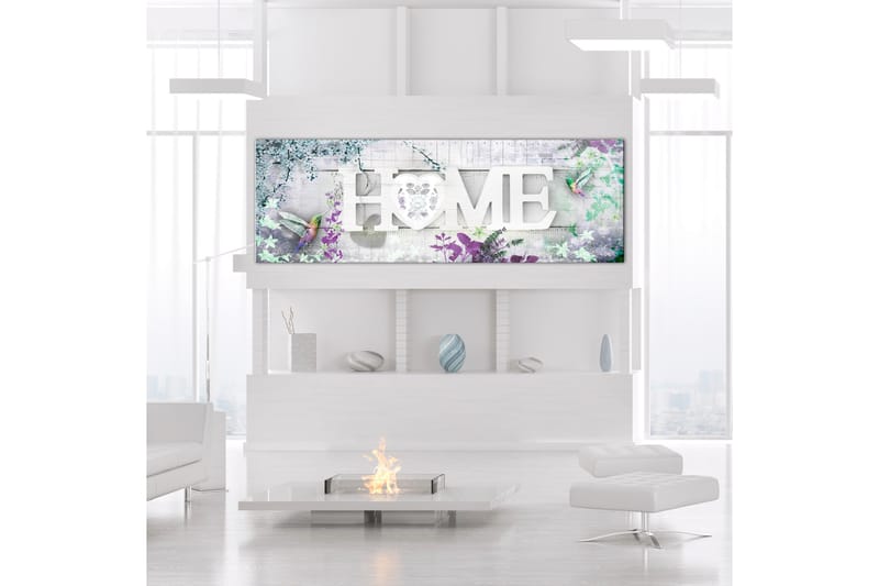 Billede Home and Hummingbirds (1 del) Grøn Smal 135x45 - Artgeist sp. z o. o. - Boligtilbehør - Billeder & kunst - Billeder på lærred