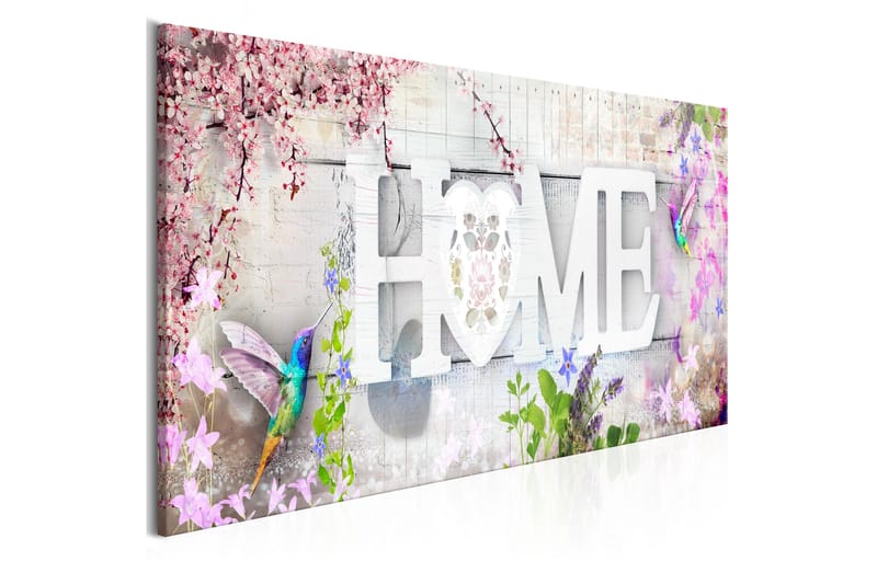 Billede Home and Hummingbirds (1 del) Lyserød Smal 135x45 - Artgeist sp. z o. o. - Billeder på lærred