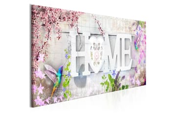Billede Home and Hummingbirds (1 del) Lyserød Smal 135x45 - Artgeist sp. z o. o. - Boligtilbehør - Billeder & kunst - Billeder på lærred