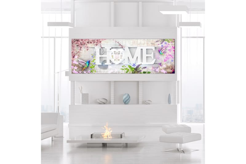 Billede Home and Hummingbirds (1 del) Lyserød Smal 150x50 - Artgeist sp. z o. o. - Boligtilbehør - Billeder & kunst - Billeder på lærred