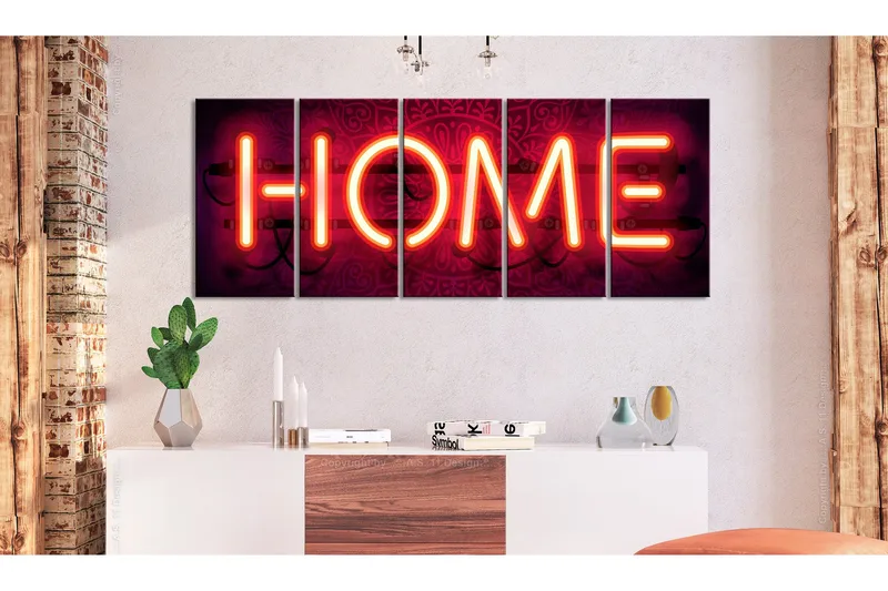 Billede Home Neon 200x80 - Artgeist sp. z o. o. - Boligtilbehør - Billeder & kunst - Billeder på lærred