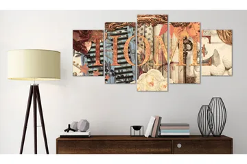 Billede Home Retro 200x100 - Artgeist sp. z o. o. - Boligtilbehør - Billeder & kunst - Billeder på lærred