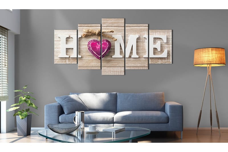 Billede Home Pink Heart 100x50 - Artgeist sp. z o. o. - Boligtilbehør - Billeder & kunst - Billeder på lærred