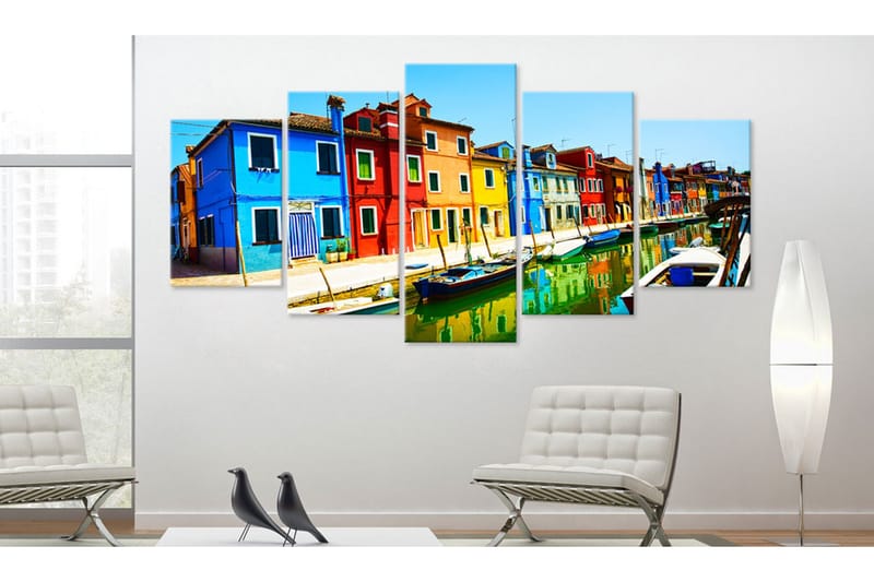 Billede Houses In The Colors Of The Rainbow 100x50 - Artgeist sp. z o. o. - Boligtilbehør - Billeder & kunst - Billeder på lærred