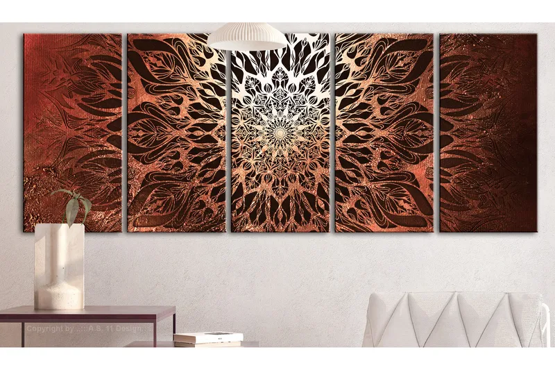 Billede Hypnosis 5 Parts Orange Narrow 225x90 - Artgeist sp. z o. o. - Boligtilbehør - Billeder & kunst - Billeder på lærred