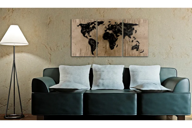 Billede Inky Verdenskort 60x30 - Artgeist sp. z o. o. - Boligtilbehør - Billeder & kunst - Billeder på lærred