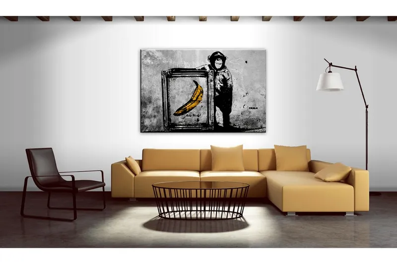 Billede Inspired By Banksy Black And White 60x40 - Artgeist sp. z o. o. - Boligtilbehør - Billeder & kunst - Billeder på lærred