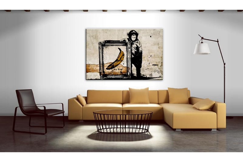 Billede Inspired By Banksy Sepia 90x60 - Artgeist sp. z o. o. - Boligtilbehør - Billeder & kunst - Billeder på lærred