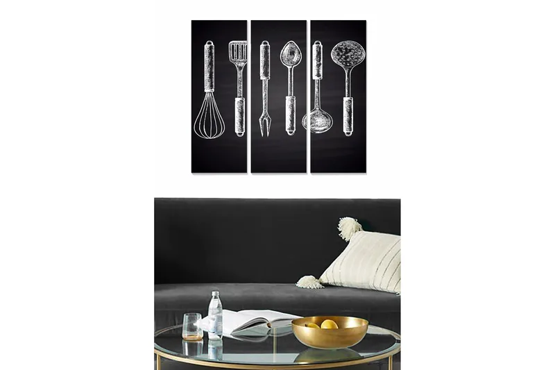 Billede Køkken 3 stk Flerfarvet, 22x05 cm