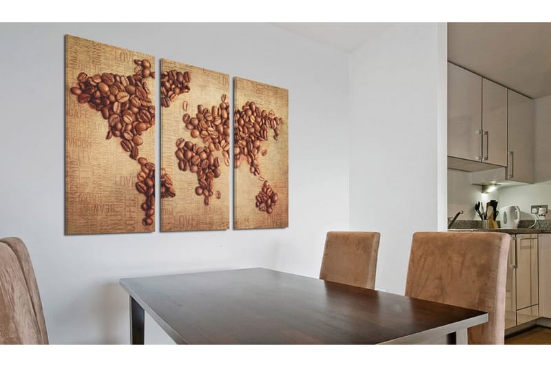 Billede Kaffe Fra Hele Verden Triptyk 60x40 - Artgeist sp. z o. o. - Boligtilbehør - Billeder & kunst - Billeder på lærred