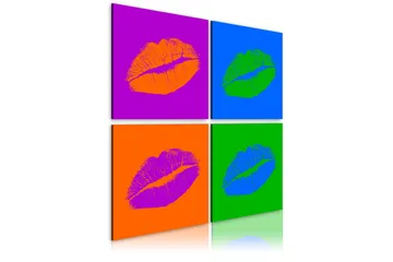 Billede Kisses Popkunst 40x40 - Artgeist sp. z o. o. - Boligtilbehør - Billeder & kunst - Billeder på lærred