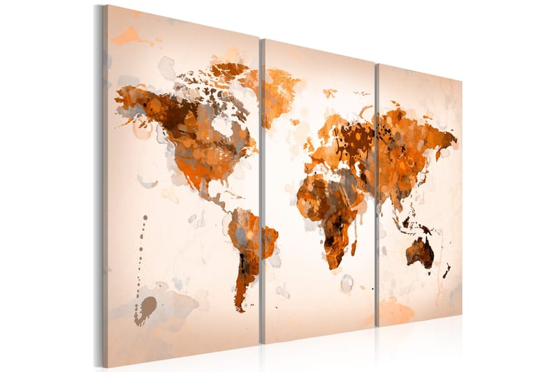 Billede Kort af World Desert storm triptyk 90x60 - Artgeist sp. z o. o. - Boligtilbehør - Billeder & kunst - Billeder på lærred