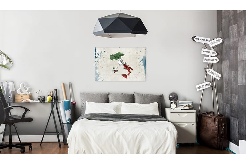 Billede Kort: Italien 90x60 - Artgeist sp. z o. o. - Boligtilbehør - Billeder & kunst - Billeder på lærred