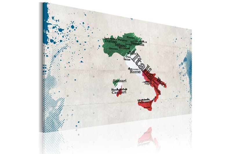 Billede Kort Over Italien 60x40, Artgeist sp. z o. o.