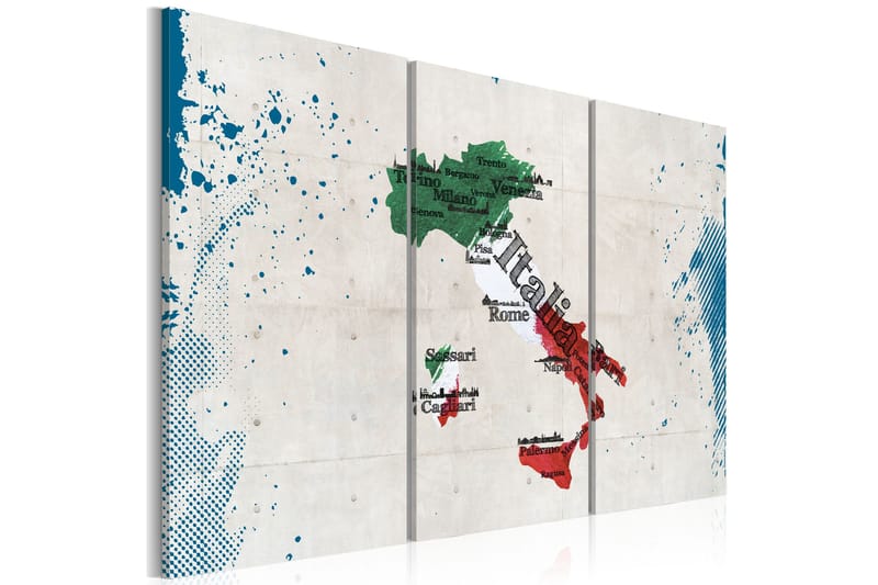 Billede Kort Over Italien Triptyk 120x80, Artgeist sp. z o. o.
