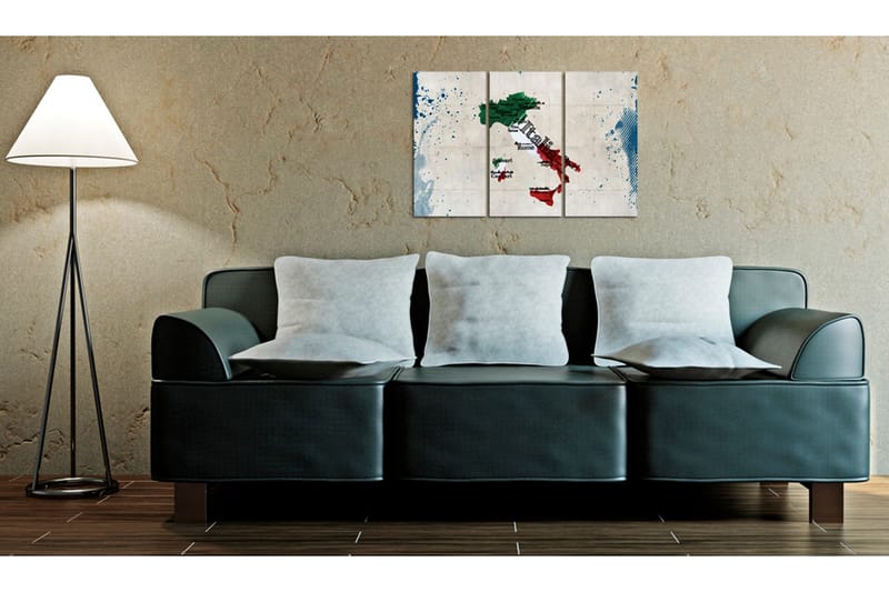 Billede Kort Over Italien Triptyk 120x80 - Artgeist sp. z o. o. - Boligtilbehør - Billeder & kunst - Billeder på lærred