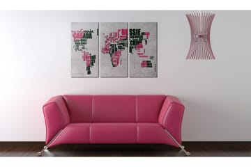Billede Kort Over Verden Fransk Triptych 120x80 - Artgeist sp. z o. o. - Boligtilbehør - Billeder & kunst - Billeder på lærred