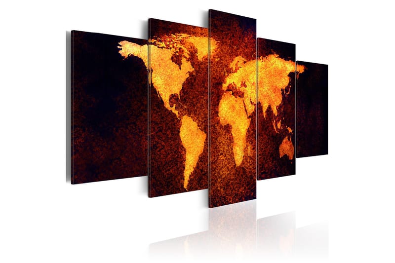 Billede Kort Over Verden Hot Lava 100x50 - Artgeist sp. z o. o. - Boligtilbehør - Billeder & kunst - Billeder på lærred
