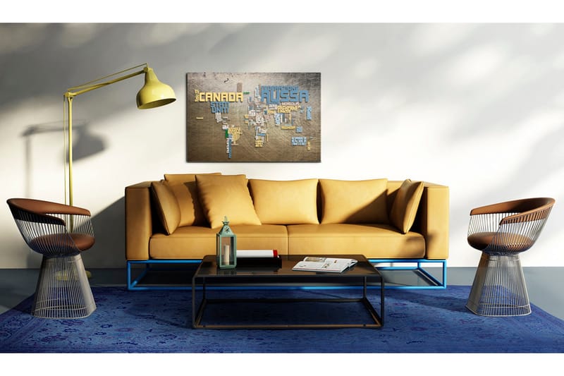 Billede Kort Over Verden Italiensk 90x60 - Artgeist sp. z o. o. - Boligtilbehør - Billeder & kunst - Billeder på lærred
