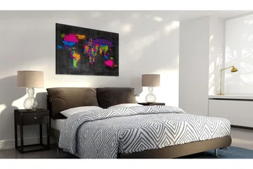 Billede Kort Over Verden Italiensk Navne 60x40 - Artgeist sp. z o. o. - Boligtilbehør - Billeder & kunst - Billeder på lærred