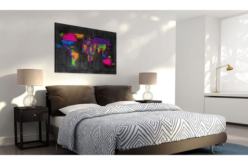 Billede Kort Over Verden Italiensk Navne 60x40 - Artgeist sp. z o. o. - Boligtilbehør - Billeder & kunst - Billeder på lærred