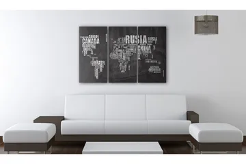 Billede Kort over verden (spansk) Triptyk 90x60 - Artgeist sp. z o. o. - Boligtilbehør - Billeder & kunst - Billeder på lærred