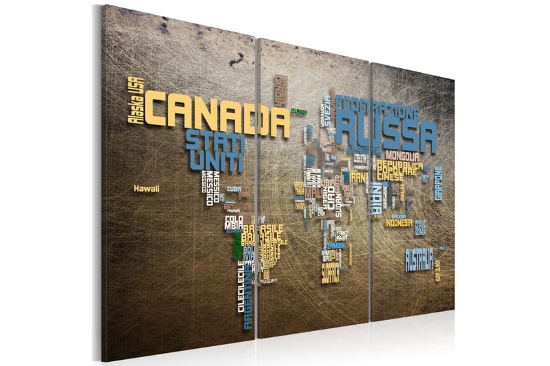 Billede Kort over verden Triptych 90x60 - Artgeist sp. z o. o. - Boligtilbehør - Billeder & kunst - Billeder på lærred