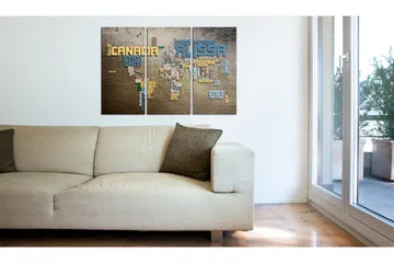 Billede Kort over verden Triptych 90x60 - Artgeist sp. z o. o. - Boligtilbehør - Billeder & kunst - Billeder på lærred