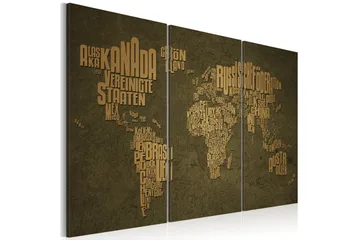 Billede Kort Over Verden Tysk Sprog Triptych 120x80 - Artgeist sp. z o. o. - Boligtilbehør - Billeder & kunst - Billeder på lærred