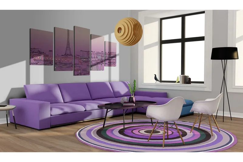 Billede Lavender Sunrise Over Paris 100x50 - Artgeist sp. z o. o. - Boligtilbehør - Billeder & kunst - Billeder på lærred