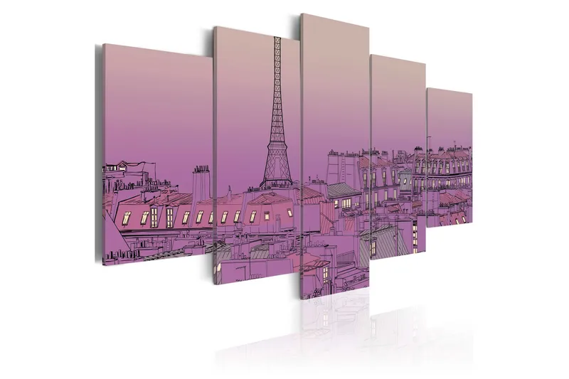 Billede Lavender Sunrise Over Paris 100x50 - Artgeist sp. z o. o. - Boligtilbehør - Billeder & kunst - Billeder på lærred