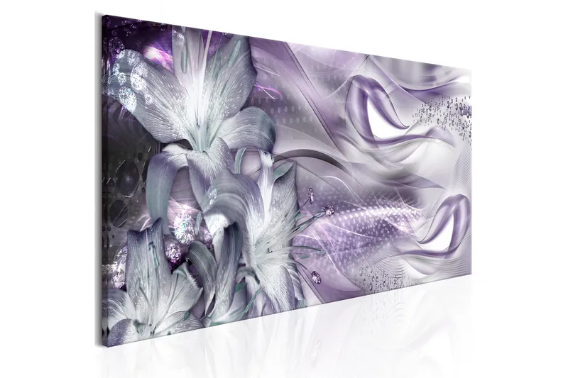 Billede Lilies And Waves 1 Part Narrow Pale Violet 120x40, Artgeist sp. z o. o.