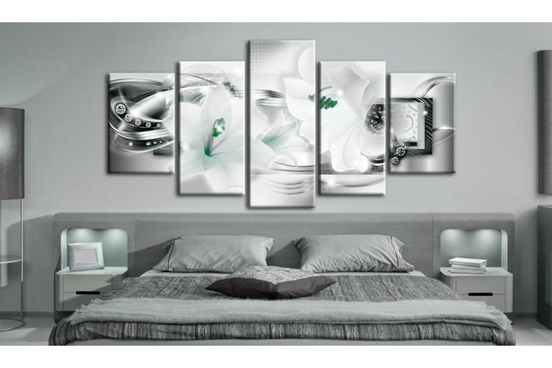 Billede Lilies With Peppermint Accent 100x50 - Artgeist sp. z o. o. - Boligtilbehør - Billeder & kunst - Billeder på lærred