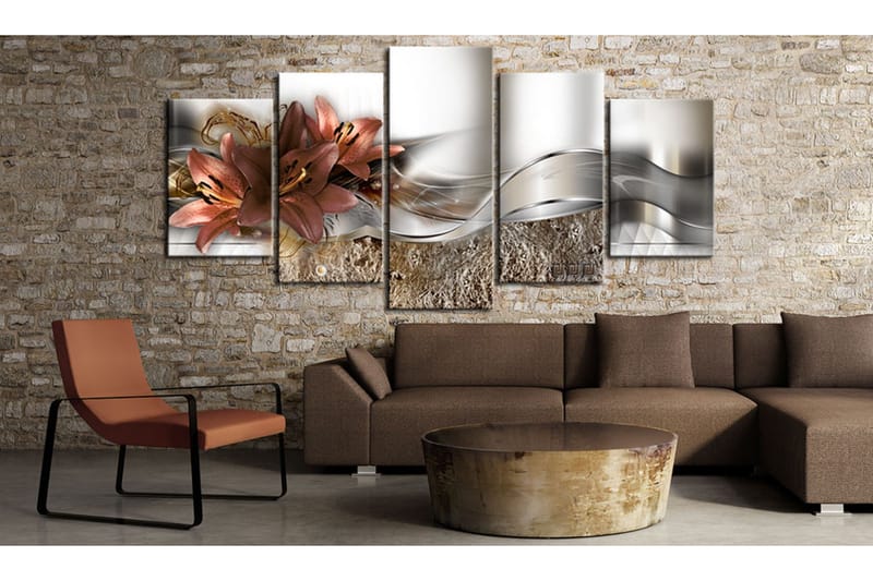 Billede Lily Marsala And Abstraction 100x50 - Artgeist sp. z o. o. - Boligtilbehør - Billeder & kunst - Billeder på lærred