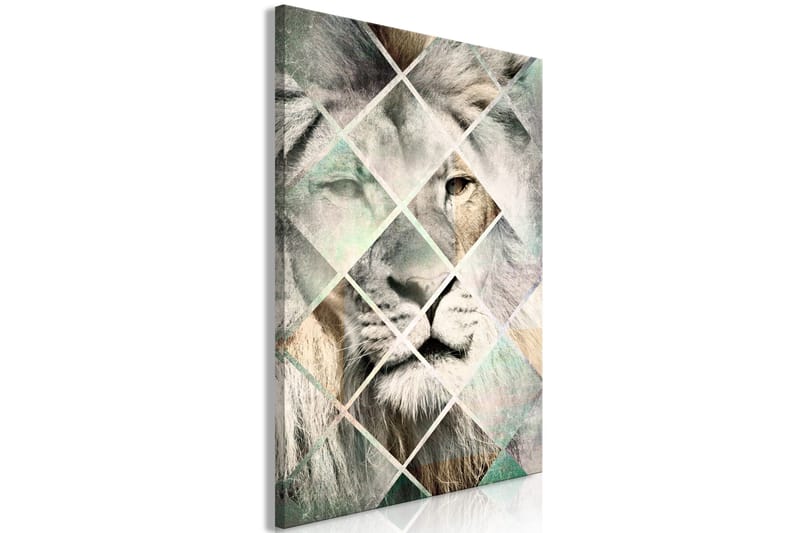 Billede Lion on the Chessboard (1 del) Lodret 60x90 - Artgeist sp. z o. o. - Boligtilbehør - Billeder & kunst - Billeder på lærred