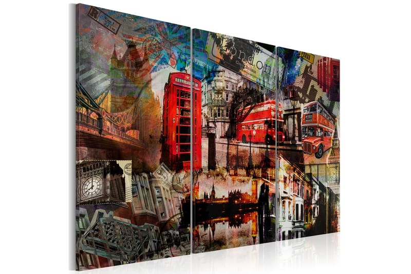 Billede London Collage Triptych 60x40, Artgeist sp. z o. o.