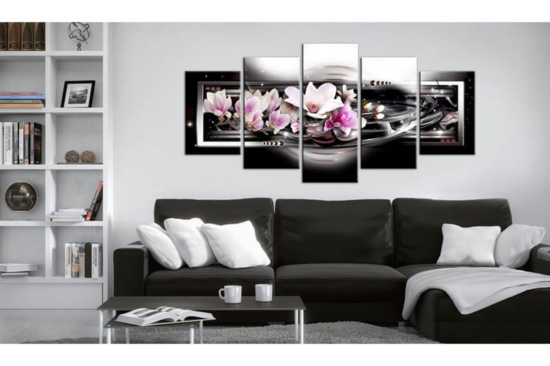 Billede Magnolias On A Black Background 200x100 - Artgeist sp. z o. o. - Boligtilbehør - Billeder & kunst - Billeder på lærred