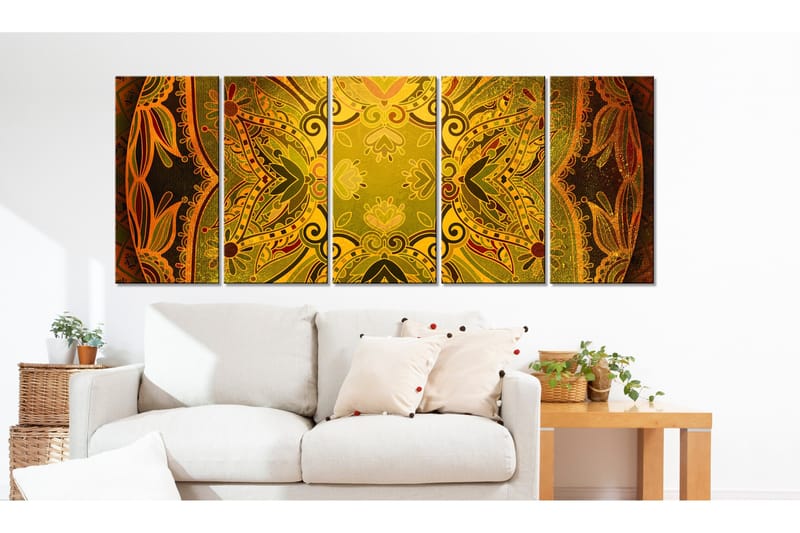 Billede Mandala Flowery Wings 200x80 - Artgeist sp. z o. o. - Boligtilbehør - Billeder & kunst - Billeder på lærred