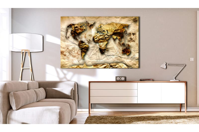Billede Map: Leonardo da Vinci inspiration 120x80 - Artgeist sp. z o. o. - Boligtilbehør - Billeder & kunst - Billeder på lærred