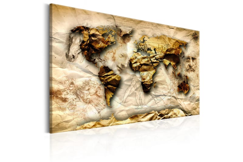 Billede Map: Leonardo da Vinci inspiration 120x80 - Artgeist sp. z o. o. - Boligtilbehør - Billeder & kunst - Billeder på lærred
