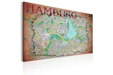 Billede Map of Hamburg 120x80 - Artgeist sp. z o. o. - Boligtilbehør - Billeder & kunst - Billeder på lærred